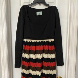 Judith March Boho Chic Black L/S Crochet Dress Small
